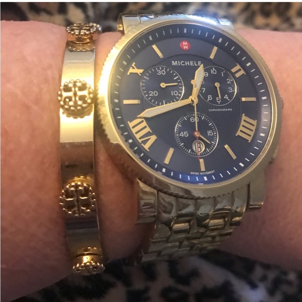 Michele Gold and Blue Luxury Watch